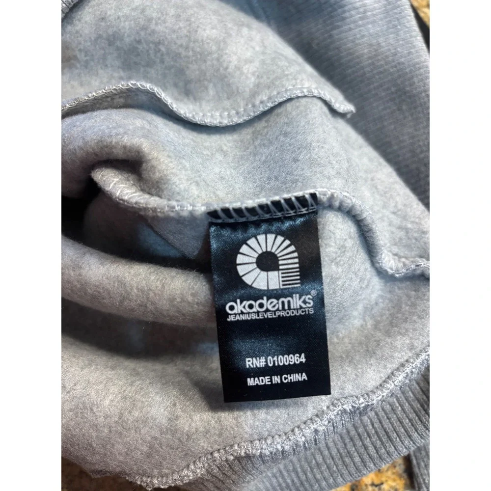 Akademiks Mens Varsity Style Jacket Grey Black Snap Front Fleece XL